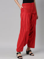 Thumbnail for Souchii Red & Gold-Coloured Woven Design Pure Cotton Patiala - Distacart