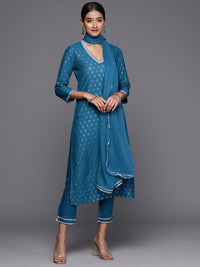 Thumbnail for Biba Women Ethnic Motifs Print Gotta Patti Kurta with Trousers & Dupatta - Distacart