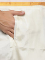 Thumbnail for Sethukrishna Cream-Coloured Solid Dhotis For Men - Distacart