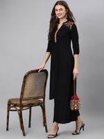 Thumbnail for Khushal K Women Black Geometric Thread Work Kurta - Distacart