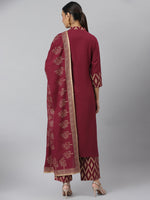Thumbnail for Khushal K Women Maroon Solid Kurta with Trousers & Dupatta - Distacart