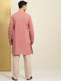 Thumbnail for House of Pataudi Rozana Band Collar Pure Cotton Kurta - Distacart