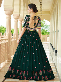 Thumbnail for Myra Green Georgette Embroidered Gown - Distacart