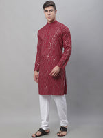 Thumbnail for Sojanya Sequin Embroidered Pure Cotton Kurta with Churidar - Distacart