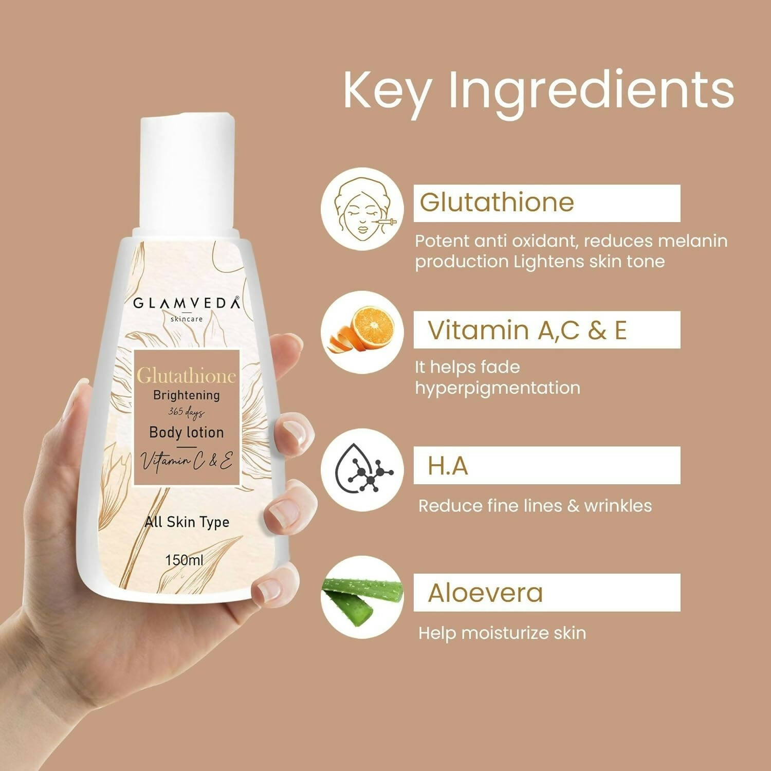 Glamveda Glutathione Brightening Body Lotion With Vitamin C - Distacart