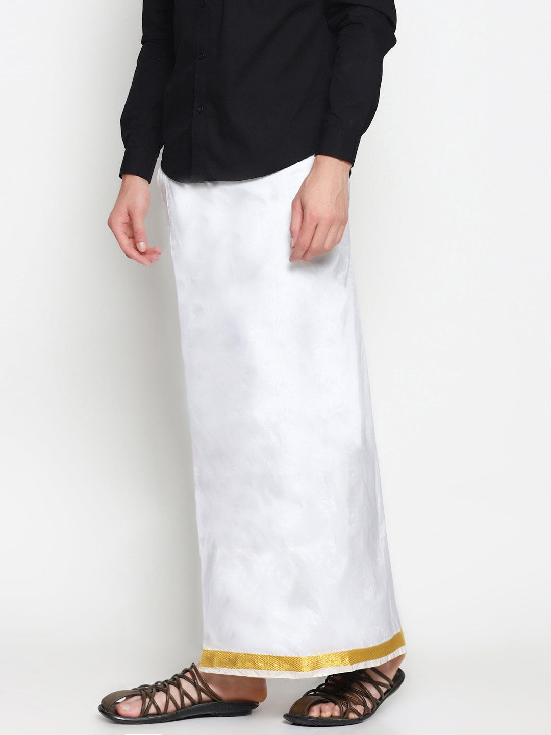 Sethukrishna Men White Double Layer Readymade Dhoti With Pocket - Distacart