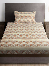 Thumbnail for Story@home Brown & White Striped Microfiber 180 TC Bedsheet With Pillow Cover - Distacart