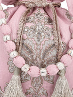 Thumbnail for Masq Pink & Gold-Toned Embellished Embroidered Potli Clutch - Distacart