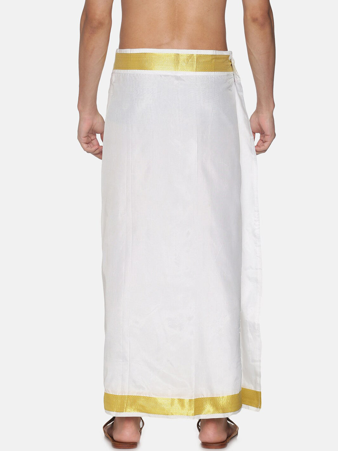Sethukrishna White Solid Readymade Dhoti - Distacart