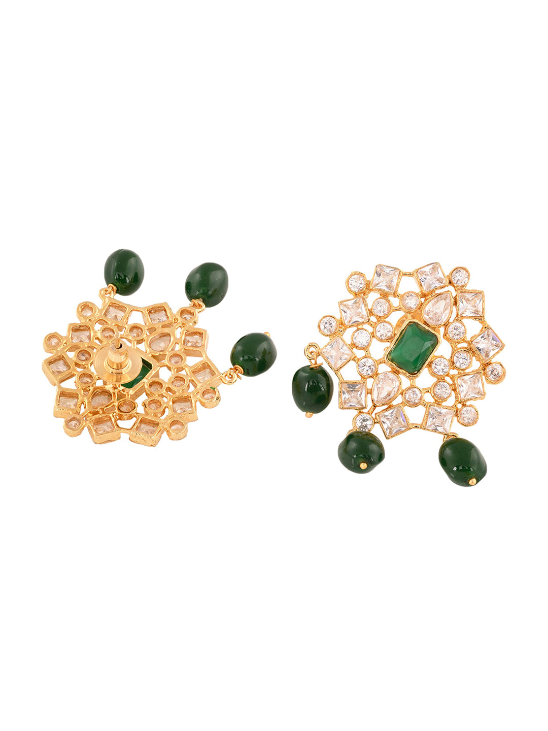 Saraf RS Jewellery Gold-Plated White & Green American Diamond Studded Choker Jewellery Set - Distacart