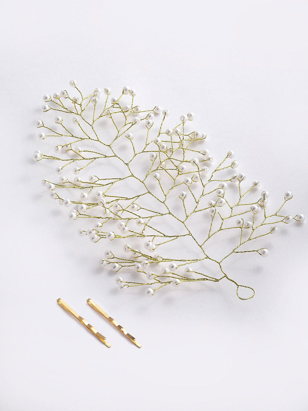 Panash Women Gold-Toned & White Embellished Hair Accessory Set of - Distacart