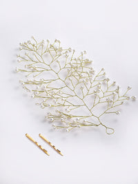 Thumbnail for Panash Women Gold-Toned & White Embellished Hair Accessory Set of - Distacart