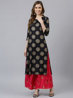 Thumbnail for Khushal K Women Black & Gold-Toned Printed Kurta with Palazzos - Distacart