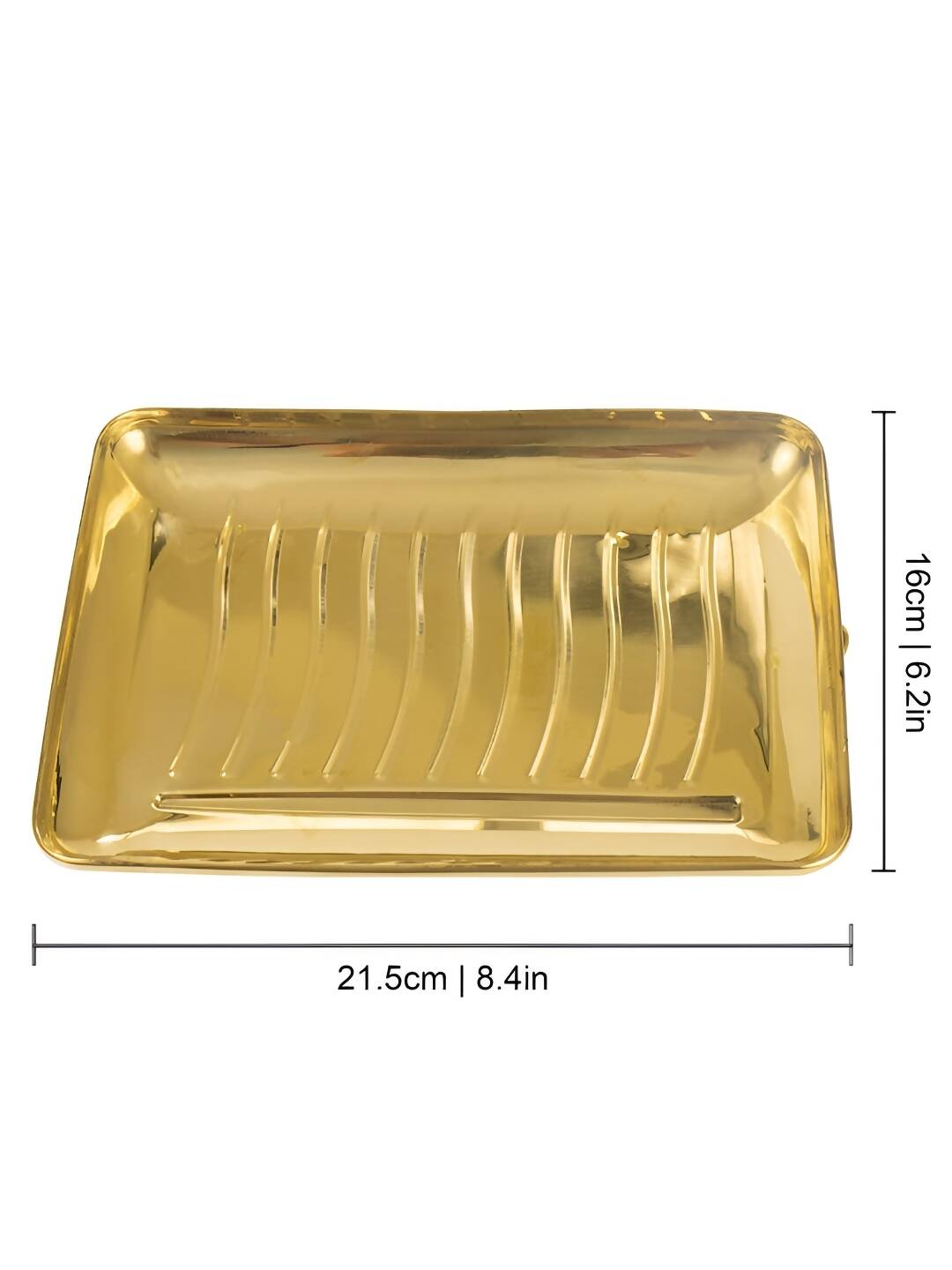 Spillbox Gold-Toned Brass Rectangular Lines Thali Pooja Essential - Distacart