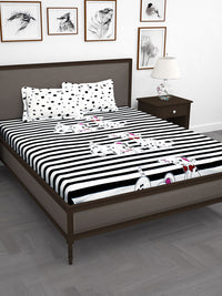 Thumbnail for Story@home White & Black Cartoon Characters King Bedsheet with 2 Pillow Covers - Distacart