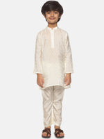 Thumbnail for Sethukrishna Boys Cream-Coloured Printed Kurta with Pyjamas - Distacart