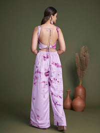 Thumbnail for Myra Purple Koti Style Silk and Georgette Embroidered Palazo Suit - Distacart