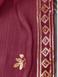 Thumbnail for Myra Grey and Wine Real Georgette Gharara Suit - Distacart