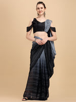Thumbnail for Kalini Black Women Georgette Striped Printed Saree With Blouse Piece - Distacart