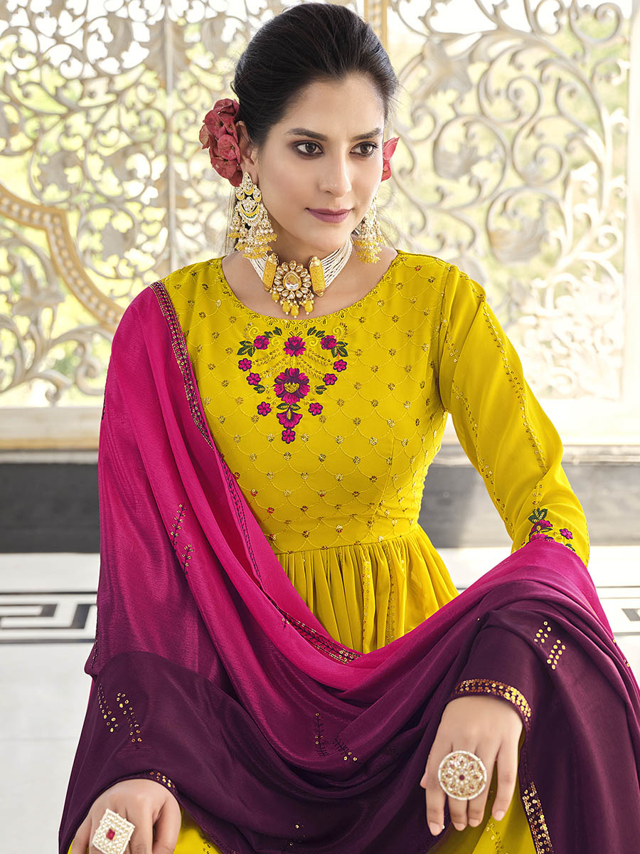Myra Florenece Green and Rani Real Georgette Gharara Suit - Distacart