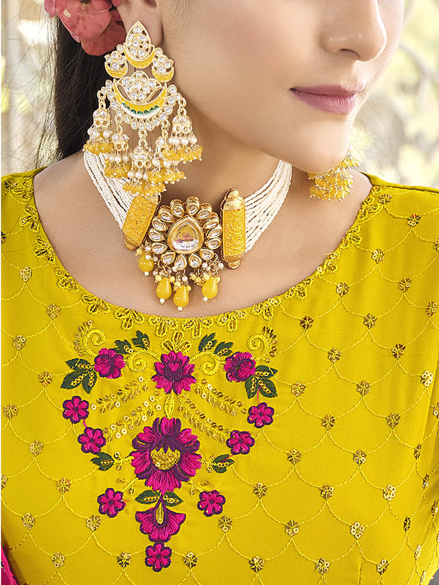 Myra Florenece Green and Rani Real Georgette Gharara Suit - Distacart