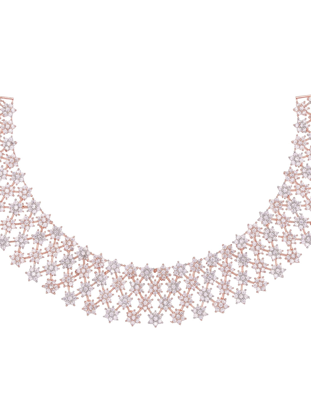 Saraf RS Jewellery White Rose Gold-Plated AD Studded Necklace Jewellery Set - Distacart