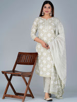 Thumbnail for Kalini Floral Printed Pure Cotton Kurta with Pyjamas & Dupatta - Distacart
