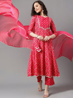 Thumbnail for Khushal K Bandhani Printed Gotta Patti Kurta with Palazzos & Dupatta - Distacart