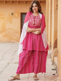 Thumbnail for Kalini Ethnic Motifs Printed A-Line Kurta With Sharara & Dupatta - Distacart
