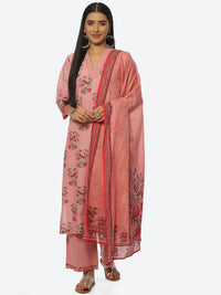 Thumbnail for Biba Women Floral Printed V-Neck Kurta with Palazzos With Dupatta - Distacart