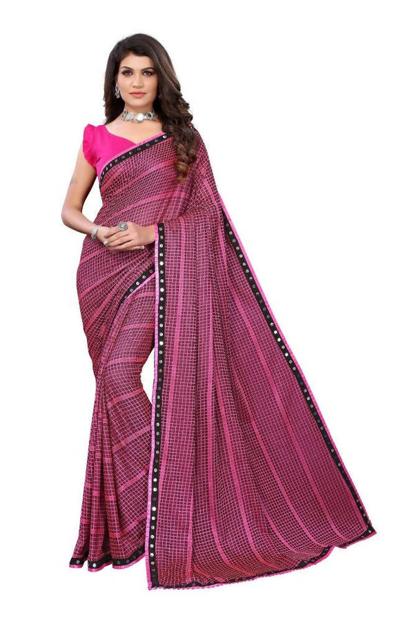 Vamika Pink Lycra Knitted Saree
