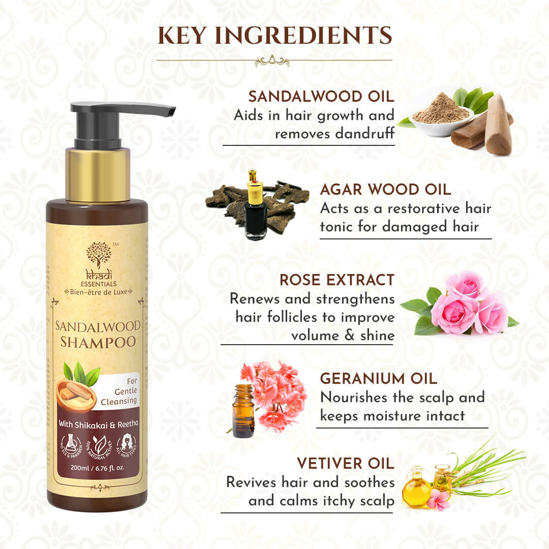 Khadi Essentials Sandalwood Shampoo - Distacart