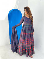 Thumbnail for Partywear Designer Blue Chanderi Suit - Anbazaar - Distacart