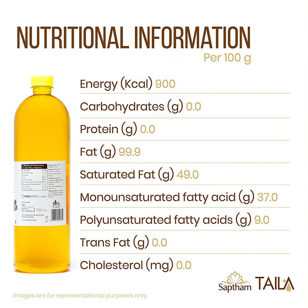 Saptham Taila 100% Wood Pressed Safflower Oil - Distacart