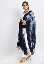 Thumbnail for Mominos Fashion Moeza Women's Orgenza All Over Chikan Work Navy Blue Dupatta - Distacart