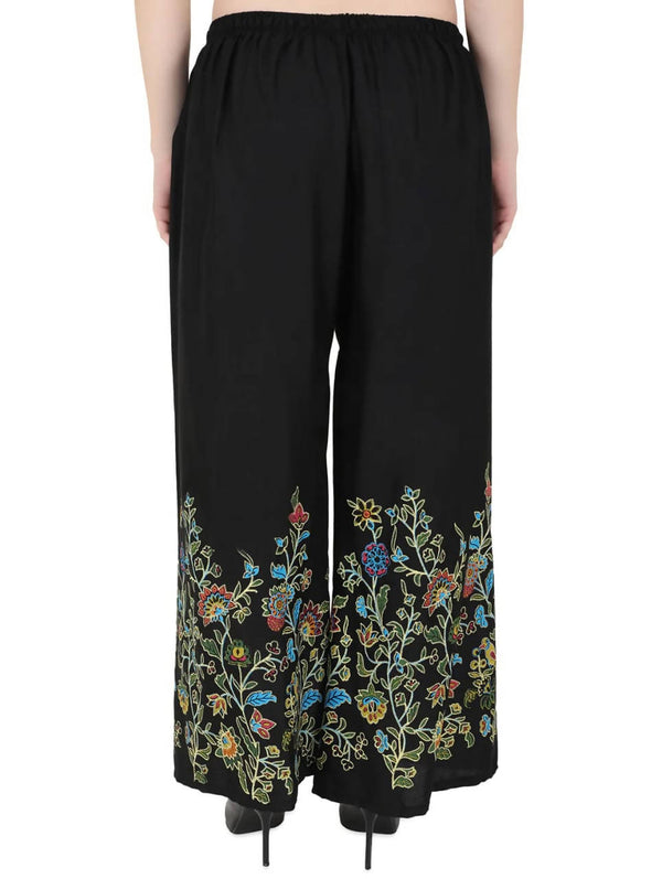 Mominos Fashion Black Floral Design Palazzo