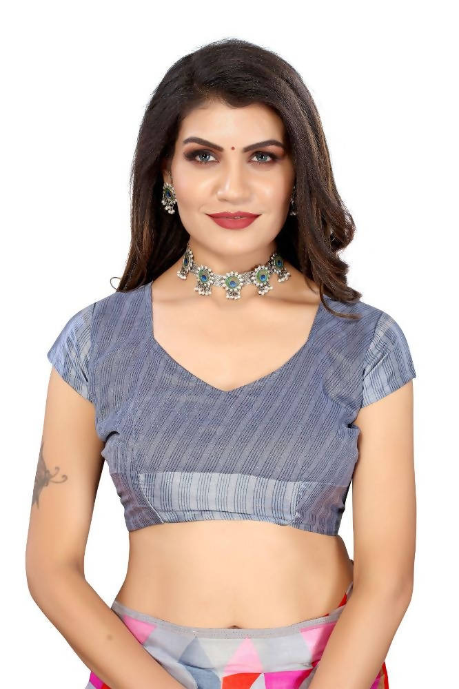 Vamika Grey Linen Satin Border Saree