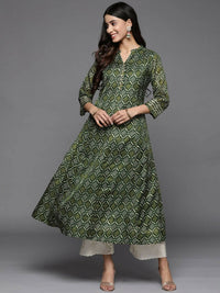 Thumbnail for Varanga Women Green Bandhani Printed Anarkali Kurta - Distacart