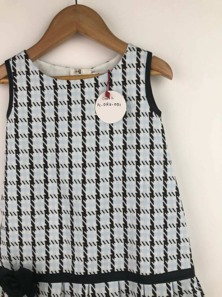 Pink Cow Fashions Box Print Dress With Bow - Distacart