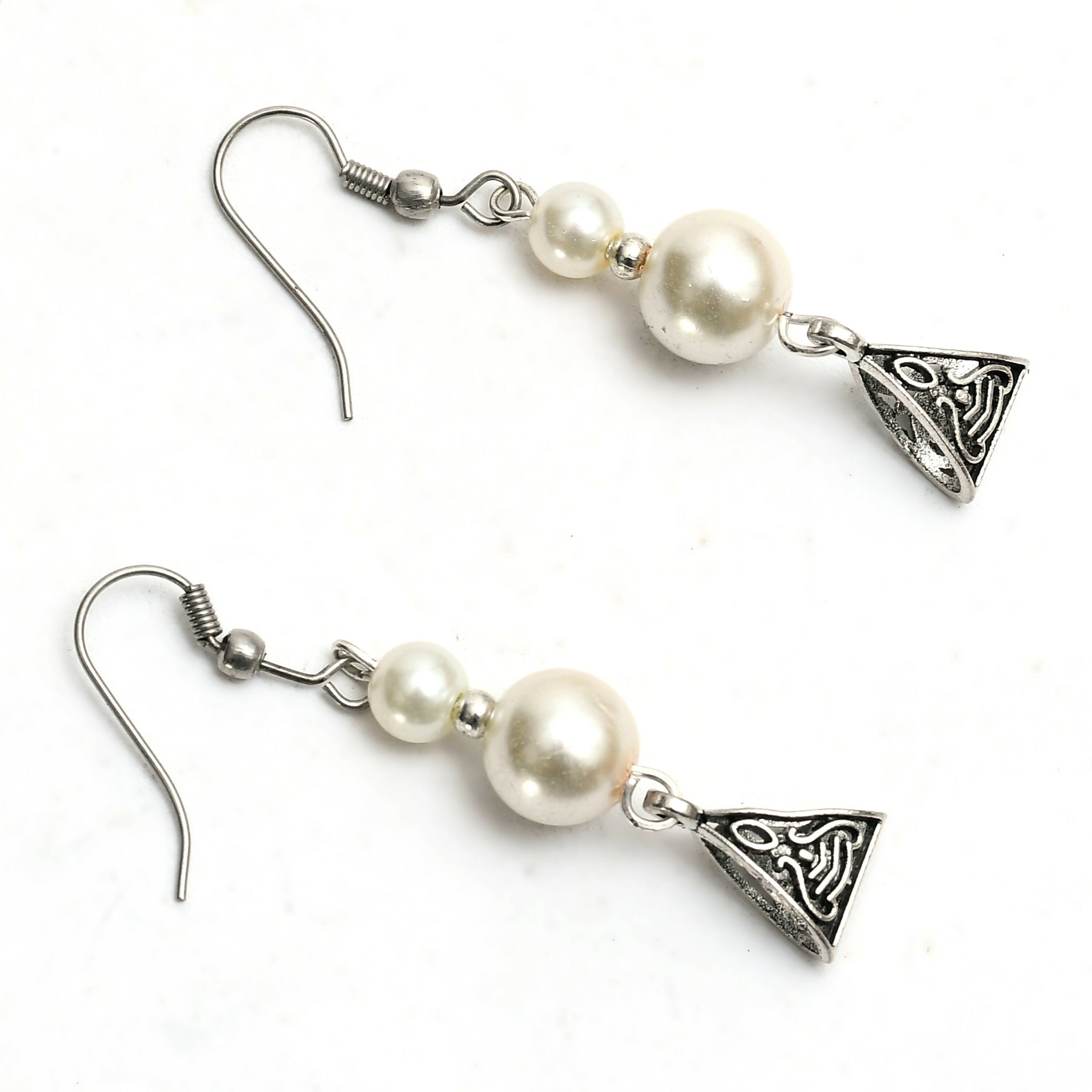 Mominos Fashion Johar Kamal Silver-Plated Brass Finish Pearls Work Choker For Women (White) - Distacart