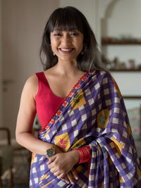 Thumbnail for Suta Multi Color Checked Pure Cotton Saree - Distacart