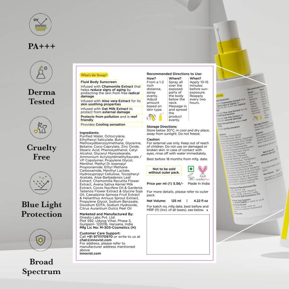 Sun Scoop Fluid Body Sunscreen SPF 60 - Distacart