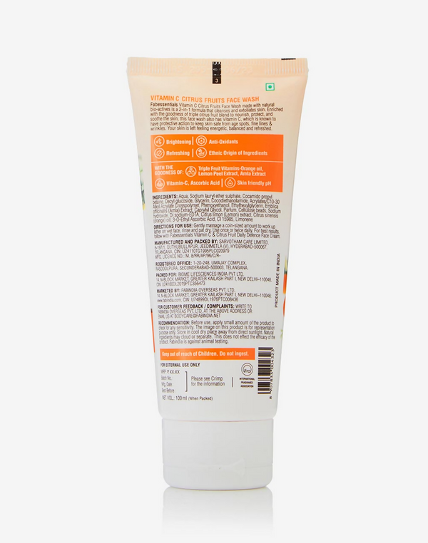 Fabessentials Vitamin C Citrus Fruits Face Wash - Distacart