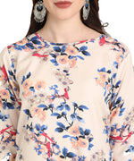 Thumbnail for Vamika Cream French Crepe Printed Party Wear/Casual Wear Kurti - Distacart