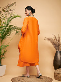 Thumbnail for InWeave Women's Orange Flared Kurta Palazzo Set - Distacart