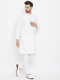 Thumbnail for Even Apparels White Pure Cotton Kurta With Band Collar - Distacart