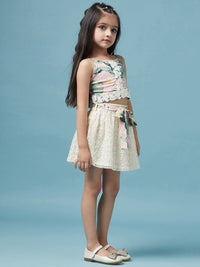 Thumbnail for Girls Printed Sleeveless Top With Skirt - Mini Marvels - Distacart