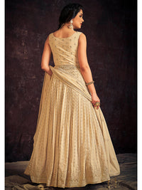 Thumbnail for Myra Cream Real Georgette Designer Gown Style Suit - Distacart