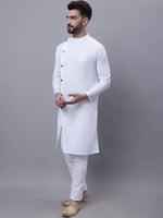 Thumbnail for Even Apparels White Sherwani Kurta With Asymetrical Cut - Distacart