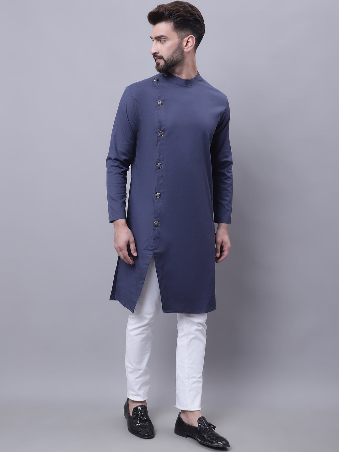 Even Apparels Grey Sherwani Kurta With Asymetrical Cut - Distacart